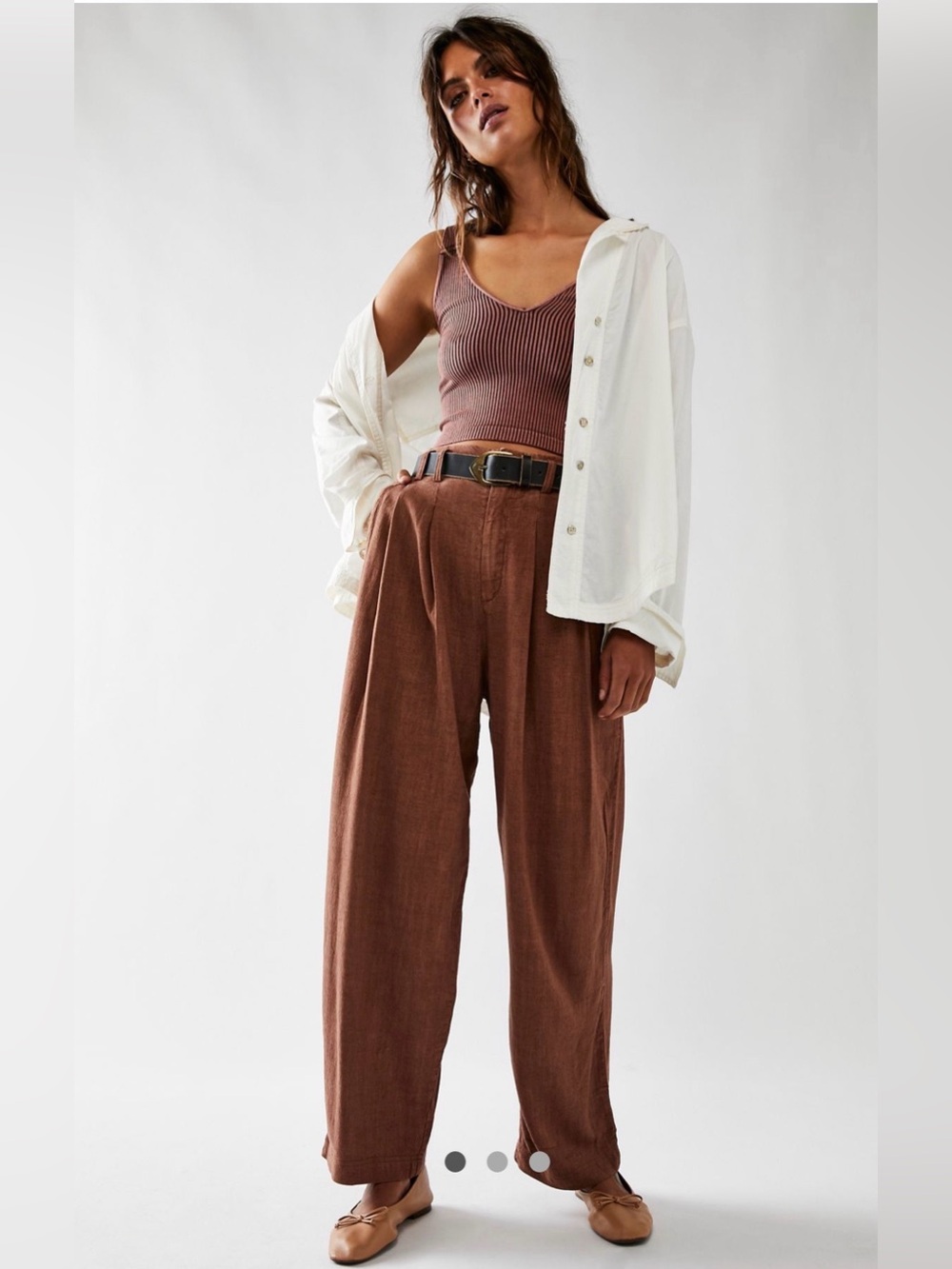 Free People High-Waist linen blend pants